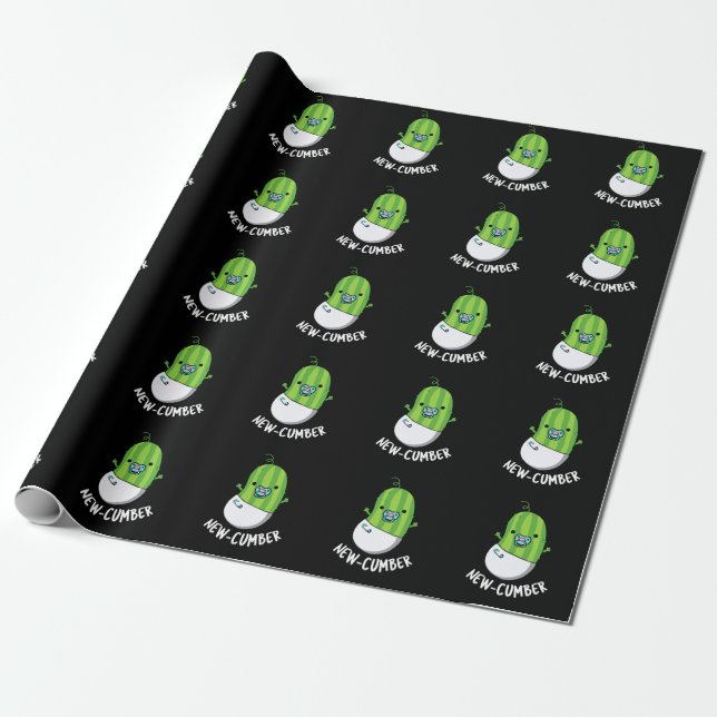 Papel De Regalo Nuevo pepino Funny Veggie Cucumber Pun Dark BG (Desenrollado)