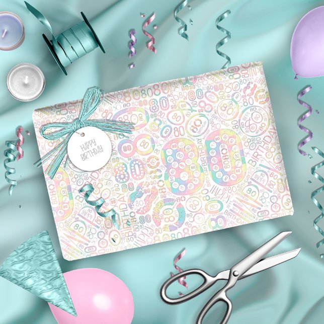 Papel De Regalo Número de Cumpleaños Nube De Palabra Ochenta A ID2 (Subido por el creador)