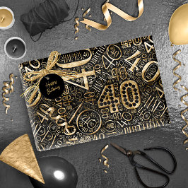 Papel De Regalo Número de cumpleaños Nube de Word Cuarenta C ID270