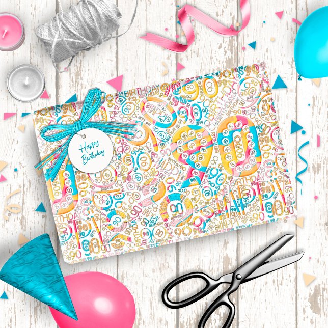 Papel De Regalo Número de cumpleaños Nube de Word Noventa B ID270 (Subido por el creador)