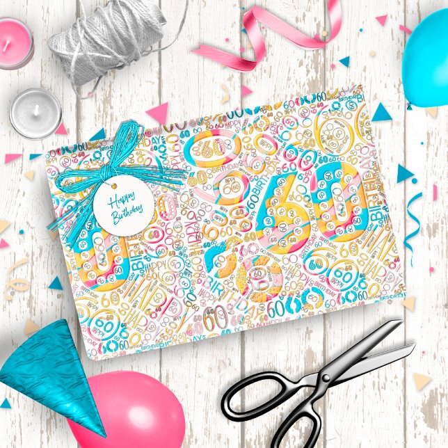 Papel De Regalo Número de cumpleaños Word Cloud Sesenta B ID270 (Subido por el creador)