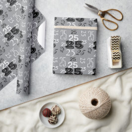 Papel De Regalo Números blancos negros de humo personalizados
