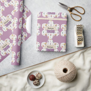 Papel De Regalo Números de la escuela del profesor morado Patrón 