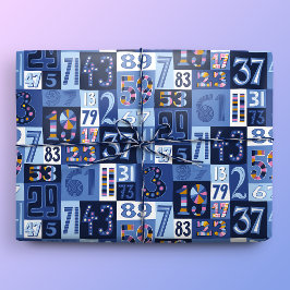 Papel De Regalo Números Primos hasta 100 Coloridos