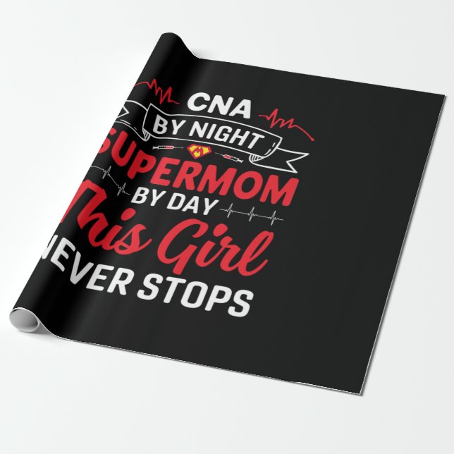 Papel De Regalo Nurs Gift CNA De Noche Supermom (Desenrollado)