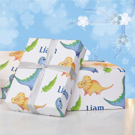 Papel De Regalo Nursery de dinosaurio pequeño regalo de nombre rec