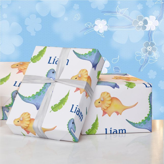 Papel De Regalo Nursery de dinosaurio pequeño regalo de nombre rec (Subido por el creador)