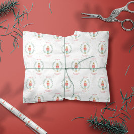 Papel De Regalo Nutcracker acuarela Navidades botánicos lindos hij