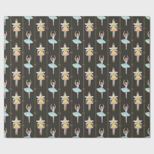 Papel De Regalo Nutcracker Ballerina Black Vintage Christmas