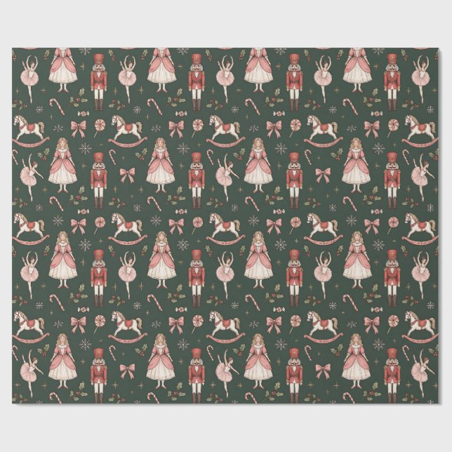 Papel De Regalo Nutcracker  Elegant Ballet Christmas (Superficie plana)