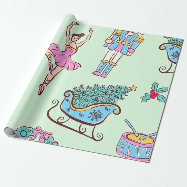 Papel De Regalo Nutcracker Holiday Ballet (Desenrollado)