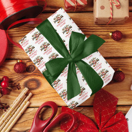 Papel De Regalo Nutcracker Merry Christmas Red Retro Typography