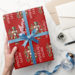 Papel De Regalo Nutcracker Merry Christmas White Retro Typography<br><div class="desc">Festive Nutcracker y Merry Christmas white typography en un patrón ininterrumpido es una manera perfecta de envolver tus regalos de vacaciones.</div>