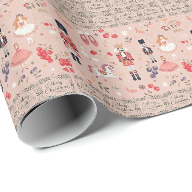 Papel De Regalo Nutcracker Suite Merry Christmas Sugar Pluma Fairy (Esquina del rollo)