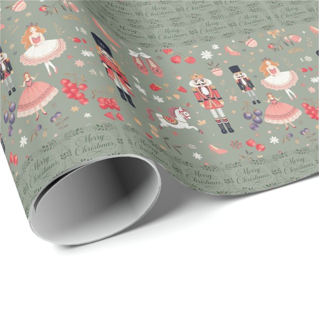 Papel De Regalo Nutcracker Suite Merry Christmas Sugar Pluma Fairy (Esquina del rollo)
