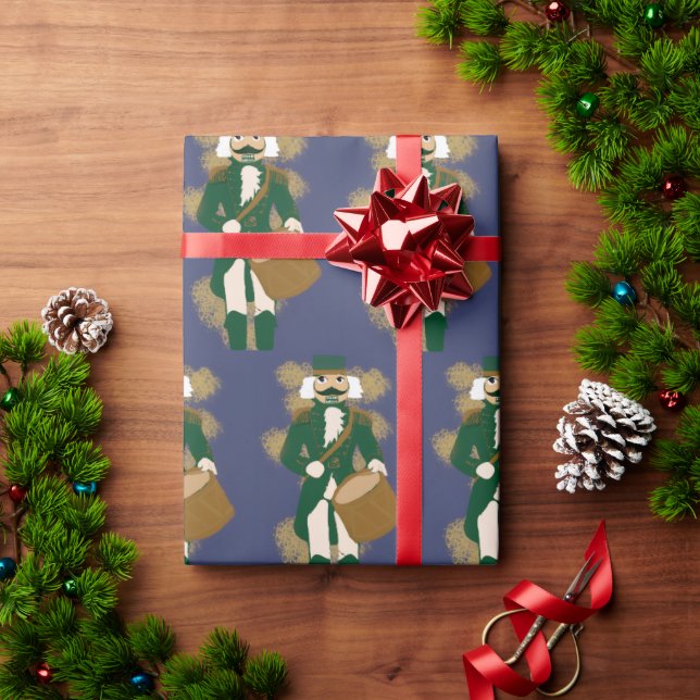 Papel De Regalo 🎁 Nutcracker Wrapping Paper Navy Blue & Gold 🎁 (Regalo de vacaciones)