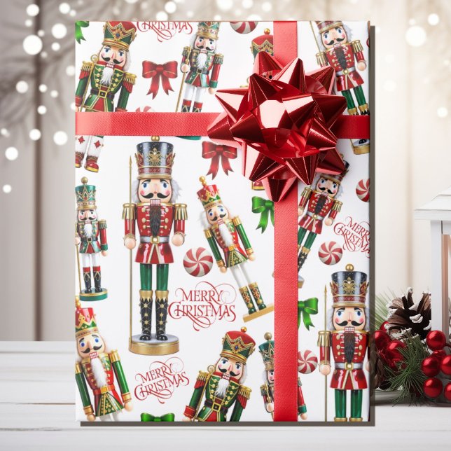 Papel De Regalo Nutcrackers Merry Christmas Red Green Roll of (Subido por el creador)