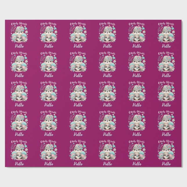 Papel De Regalo Nutria adorable y kawaii (Superficie plana)