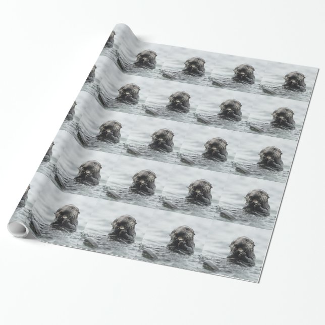Papel De Regalo Nutria de mar adorable (Desenrollado)