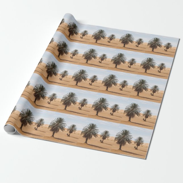 Papel De Regalo Oasis del Desierto: Paisaje de las Palmas del Saha (Desenrollado)