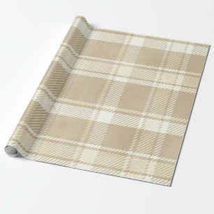 Papel De Regalo Oberto de tartán en beige, crema y amarillo pálido