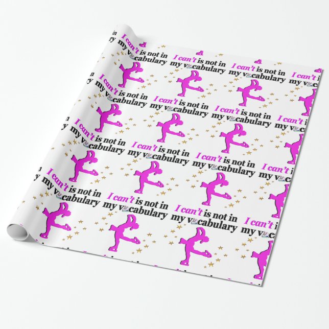 PAPEL DE REGALO OBJETIVOS Y SUEÑOS DE PATINAJE DE FIGURA ROSA (Desenrollado)