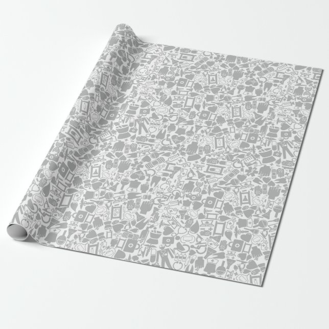 Papel De Regalo Objetos médicos (Desenrollado)