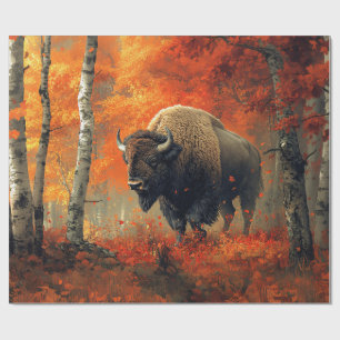 Papel De Regalo Obra artística de Bison in the Autumn Woods