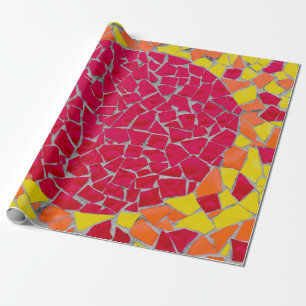 Papel De Regalo Obra de arte roja, naranja y amarilla