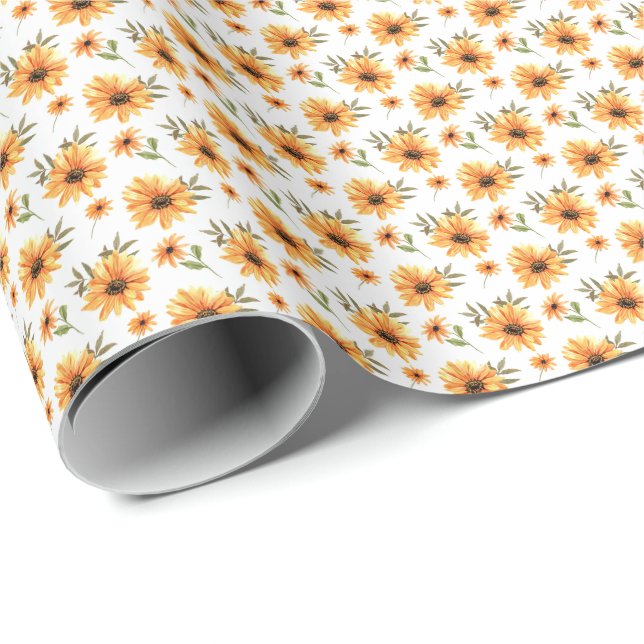 Papel De Regalo Ocasión de la vegetación de girasol botánico amari (Esquina del rollo)