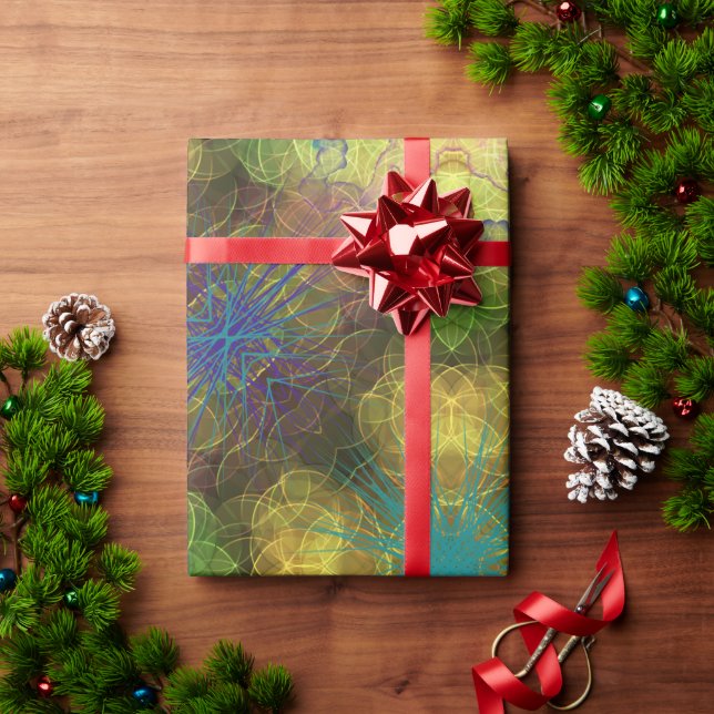 Papel De Regalo Ocean Garden, erizo verde, amarillo, violeta (Regalo de vacaciones)