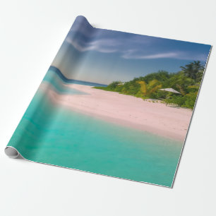 Papel De Regalo Océano Acuamarino Playa Tropical Escénica