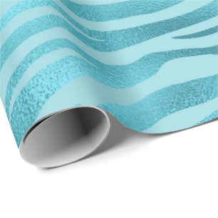 Papel De Regalo Océano azul Celestial Aqua Metallic Tiger Animal