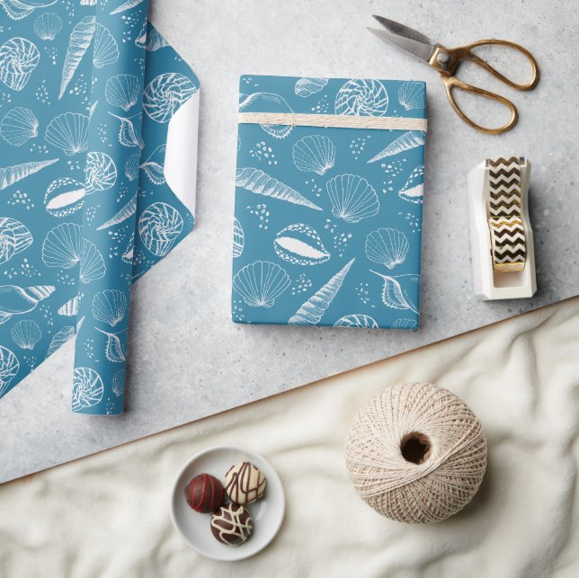 Papel De Regalo Océano de caracola azul (Artesanía)