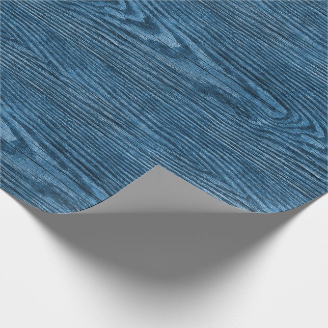 Papel De Regalo Océano de textura de madera templada azul (Esquina)
