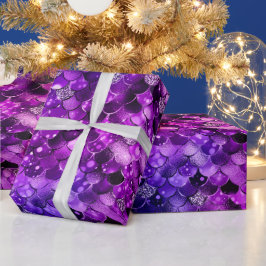 Papel De Regalo Océano Morado Brillante Glamour Escamas de Sirena