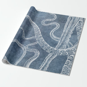 Papel De Regalo Octopus: Arte de color azul oscuro oscuro