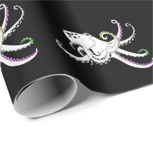 Papel De Regalo Octopus blanco y negro Tentacles coloridas de Guay