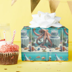 Papel De Regalo Octopus de cumpleaños con cerveza