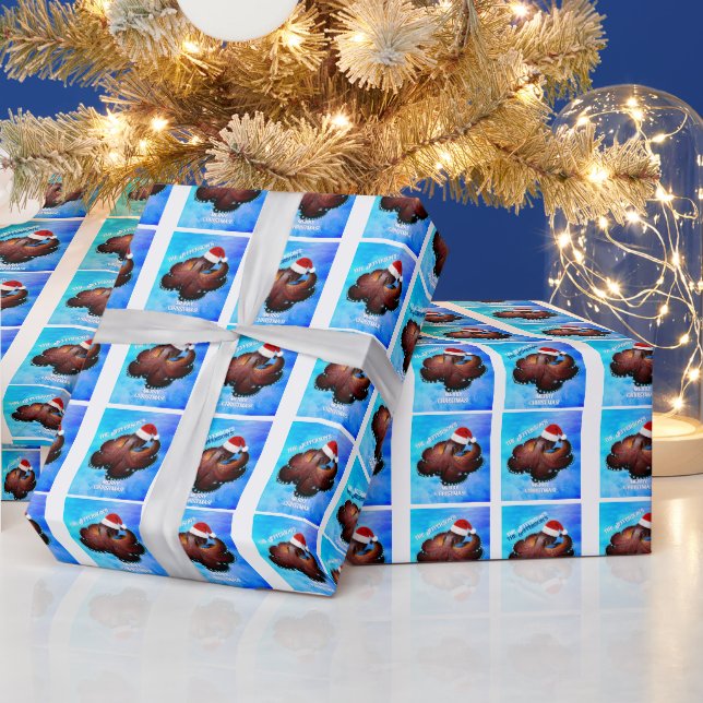 Papel De Regalo Octopus en Santa Hat (Vacaciones)