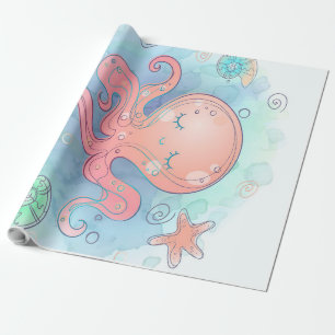 Papel De Regalo Octopus personalizado Sueño dulce de pulpo lindo