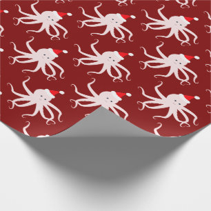Papel De Regalo Octopus rosado en marrón de Navidades de Santa Ha