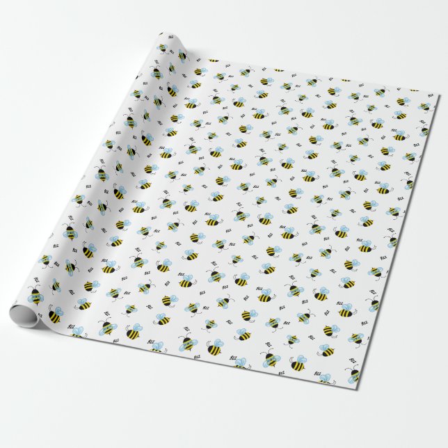 Papel De Regalo Ocupadas abejas floridas (Desenrollado)