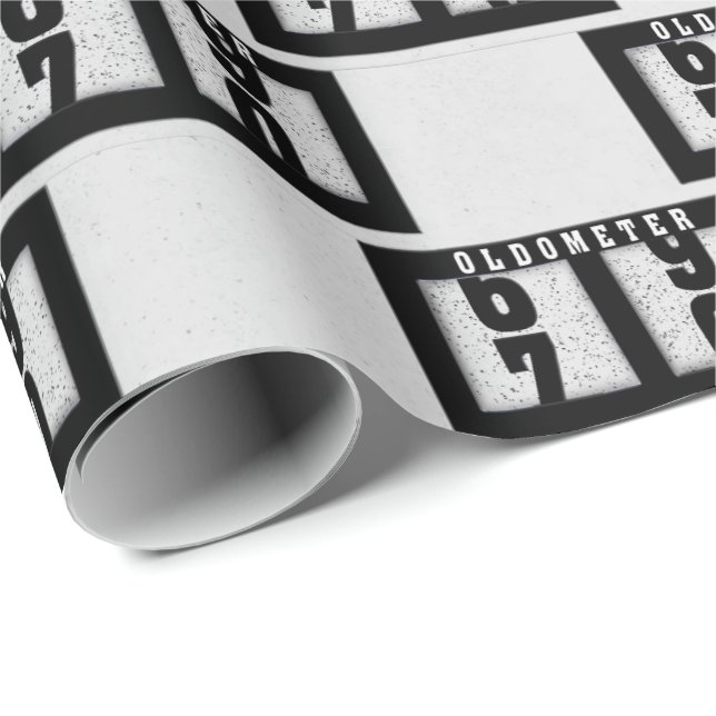 Papel De Regalo Odómetro negro para 70 cumpleaños (Esquina del rollo)