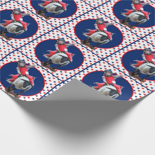 Papel De Regalo Oeste de Rodeo Cowgirl Mutton Busting (Esquina)