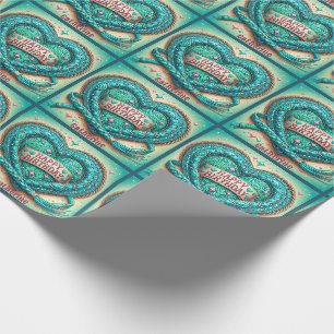 Papel De Regalo Oeste feliz cumpleaños corazón de cuero turquesa