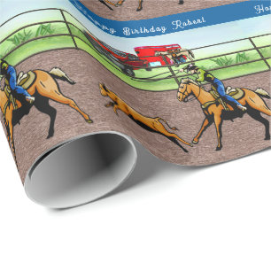 Papel De Regalo Oeste Rodeo Cowboy Calf Roping Personalizado