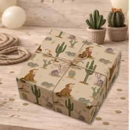 Papel De Regalo Oeste Salvaje Cumpleaños de vaquero del desierto
