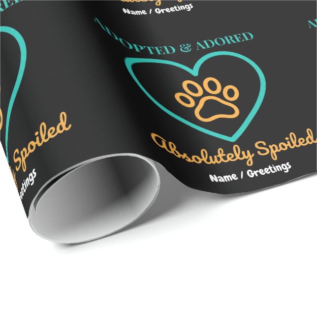 Papel De Regalo Official Rescue Pet Badge Adopted Adored & Spoiled (Esquina del rollo)