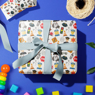 Papel De Regalo Oficial de policía de niños pequeños patrón niños